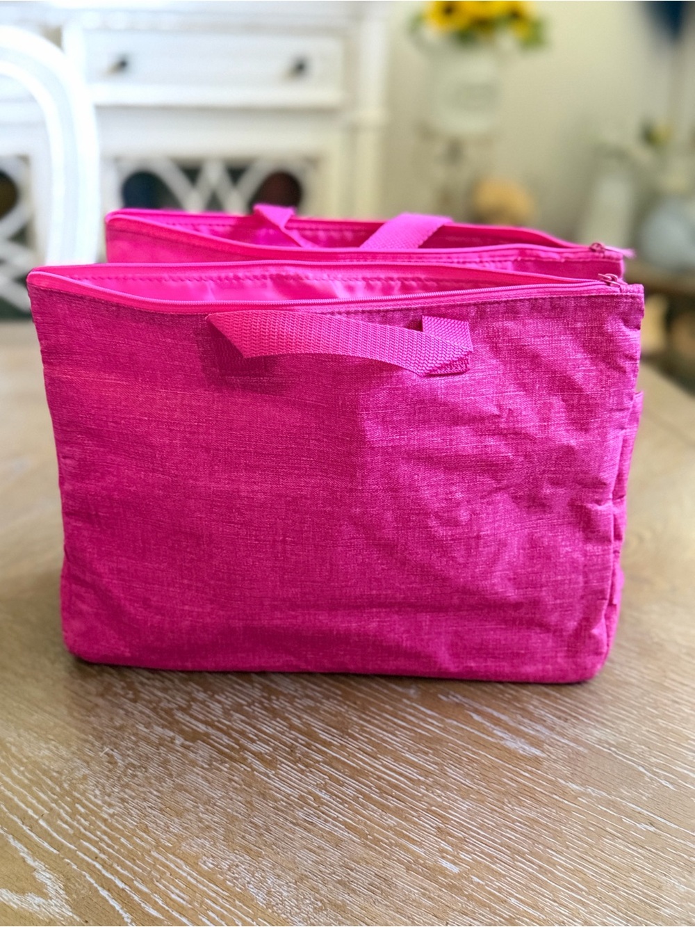 Thirty-One Super Swap-It Pocket Tote Organizer Bag - Hot Pink Crosshatch - NEW - Picture 8 of 8